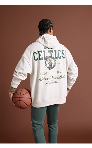 DeFacto DeFactoFit NBA Boston Celtics Oversize Geniş Kalıp Kapüşonlu Kalın Kumaş Sweatshirt