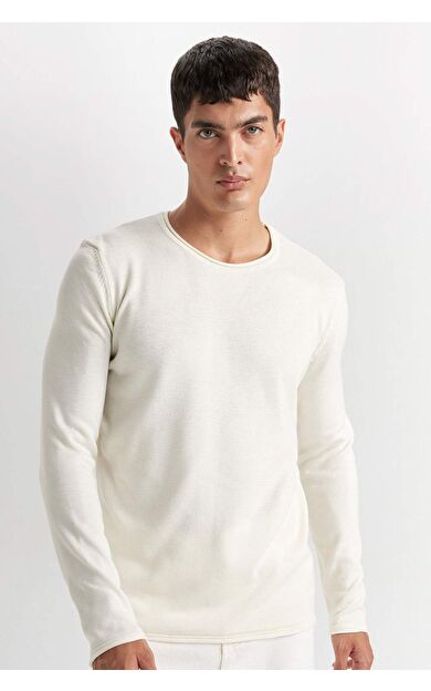 DeFacto Relax Fit Bisiklet Yaka Kazak D3278AX24WNER139