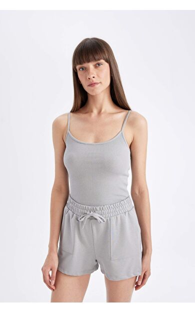 DeFactoFit Regular Fit Bisiklet Yaka Fitilli Kaşkorse Atlet D3326AX24SMGR453