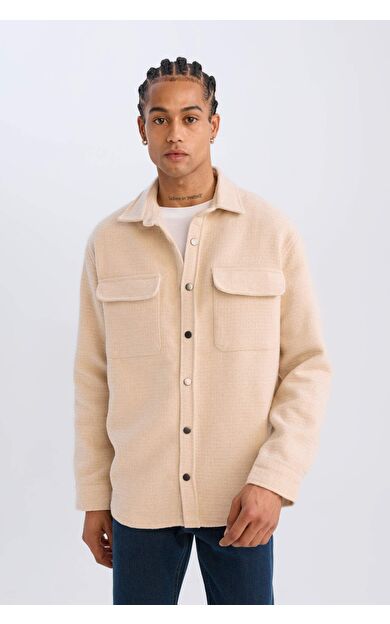 DeFacto Regular Fit Polo Yaka Gömlek Ceket D3374AX24AUBG359