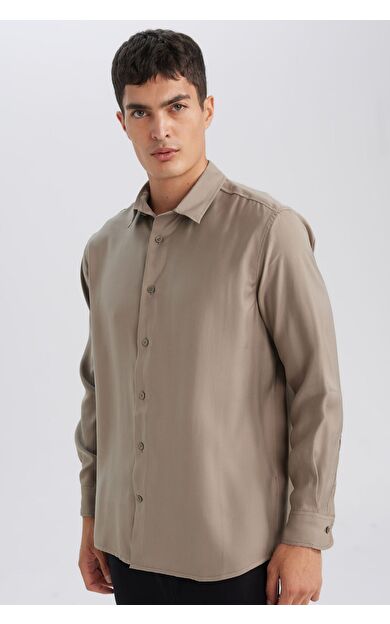DeFacto Relax Fit Polo Yaka Twill Uzun Kollu Gömlek D3376AX24AUKH466