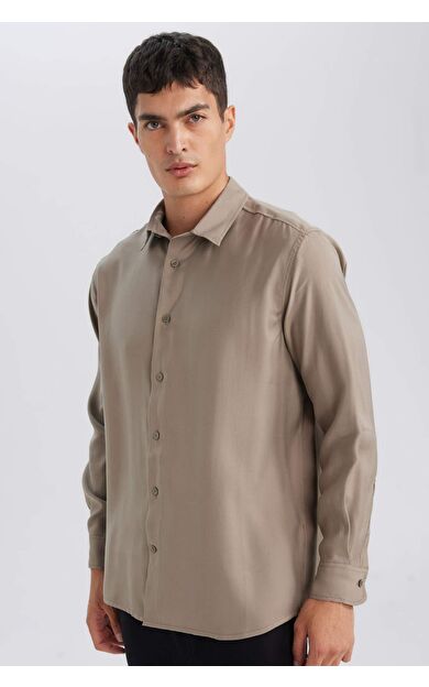 DeFacto Relax Fit Polo Yaka Twill Uzun Kollu Gömlek D3376AX24AUKH466
