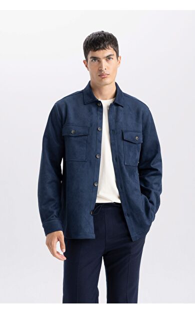 DeFacto Regular Fit Polo Yaka Süet Gömlek Ceket D3379AX25SPNV256