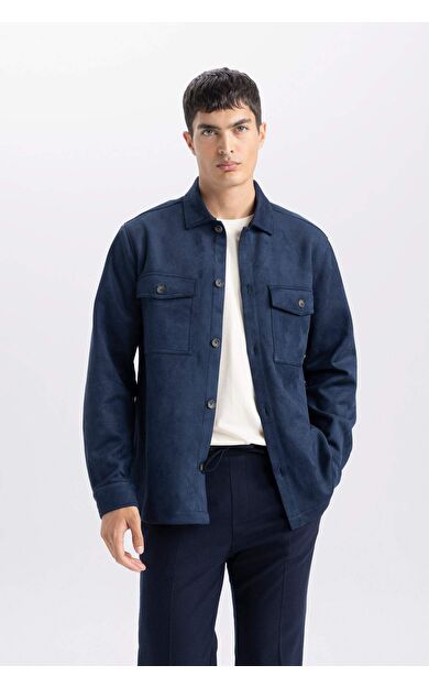 DeFacto Regular Fit Polo Yaka Süet Gömlek Ceket D3379AX25SPNV256