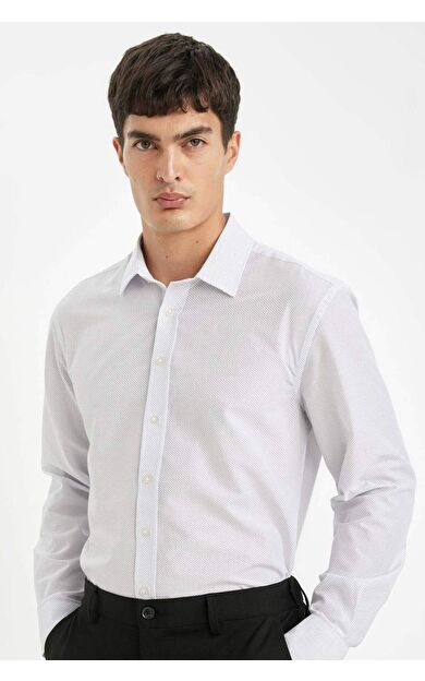 DeFacto Modern Fit Polo Yaka Poplin Uzun Kollu Gömlek D3456AX24AUWT34