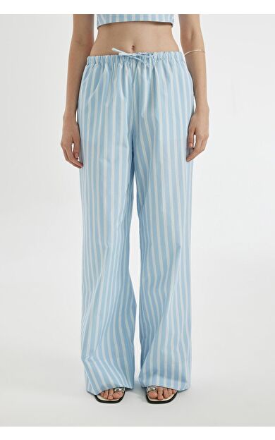 DeFacto Coool Straight Fit Çizgili Normal Bel Poplin Pantolon D3472AX24HSBE196