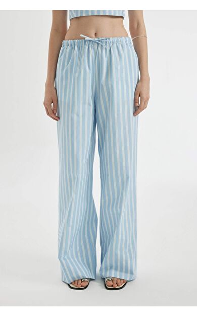 DeFacto Coool Straight Fit Çizgili Normal Bel Poplin Pantolon D3472AX24HSBE196