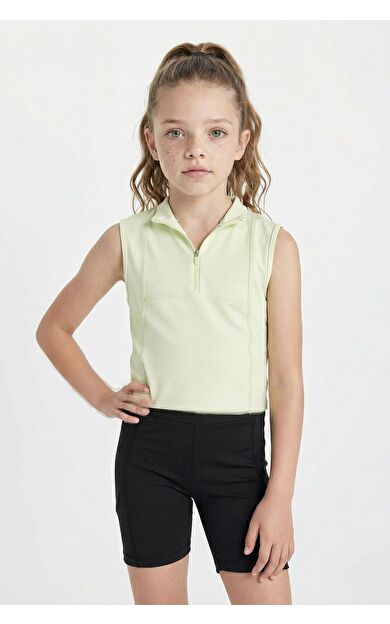 DeFacto DeFactoFit Kız Çocuk Slim Fit Polo Yaka Basic Kolsuz Tişört