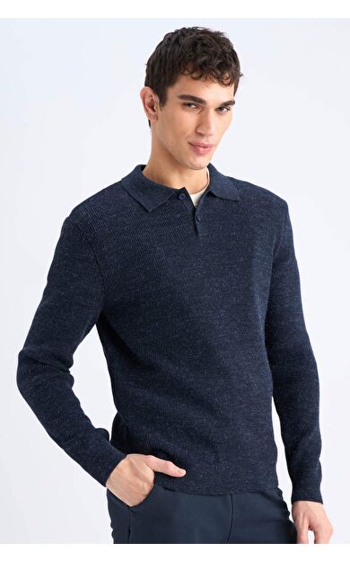 DeFacto Standart Fit Polo Yaka Triko Kazak D3589AX24WNNV207