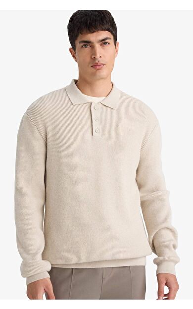 DeFacto Standart Fit Polo Yaka Triko Kazak