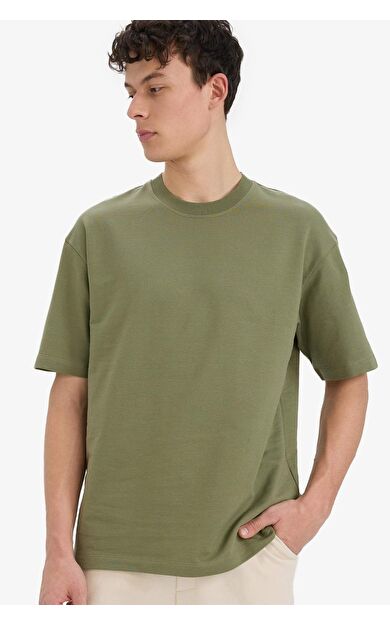 DeFacto Relax Fit Bisiklet Yaka Pamuklu Kısa Kollu Basic Düz Tişört D3673AX25SMKH202