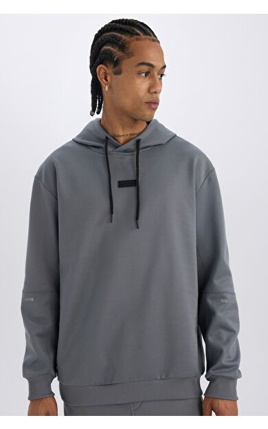 DeFacto DeFactoFit Standart Fit Kapüşonlu Basic Düz Sporcu Sweatshirt D3736AX24WNGR211