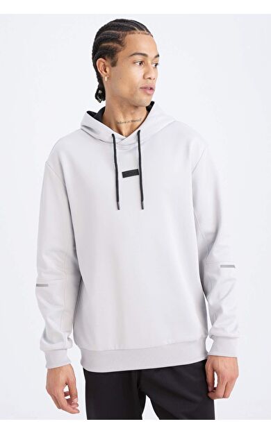 DeFacto DeFactoFit Standart Fit Kapüşonlu Basic Düz Sporcu Sweatshirt D3736AX24WNGR523