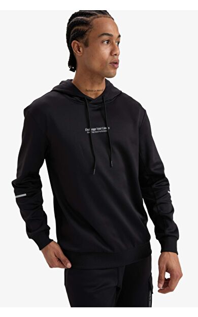 DeFactoFit Standart Fit Kapüşonlu Sporcu Sweatshirt
