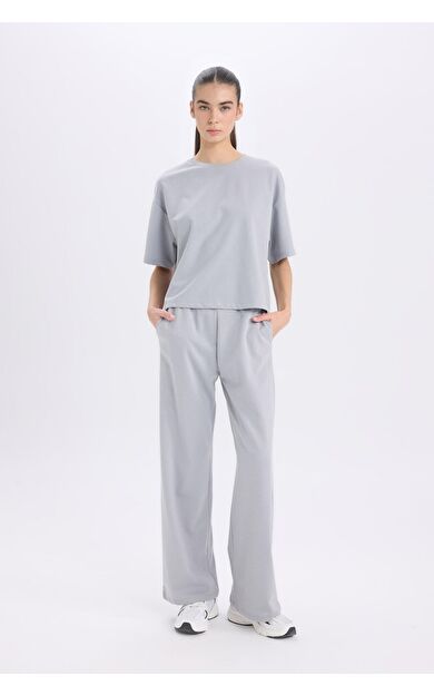 DeFacto Wide Leg Cepli Basic Düz Geniş Bol Paça Eşofman Altı