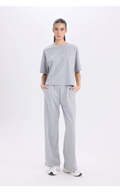 DeFacto Wide Leg Cepli Basic Düz Geniş Bol Paça Eşofman Altı