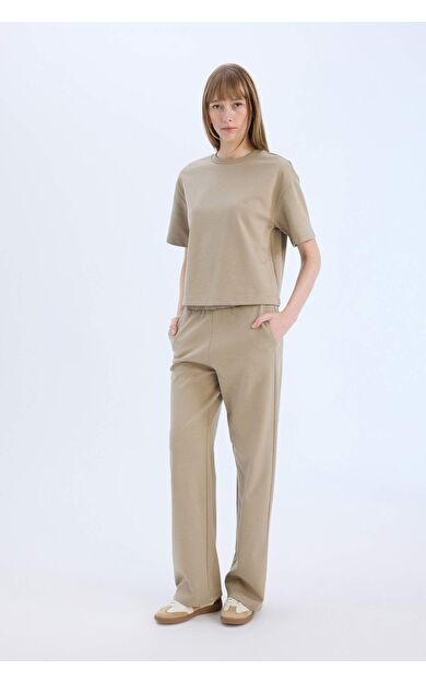 DeFacto Wide Leg Geniş Paça Eşofman Altı Beli Lastikli Cepli Basic Düz D3759AX25SPBG129