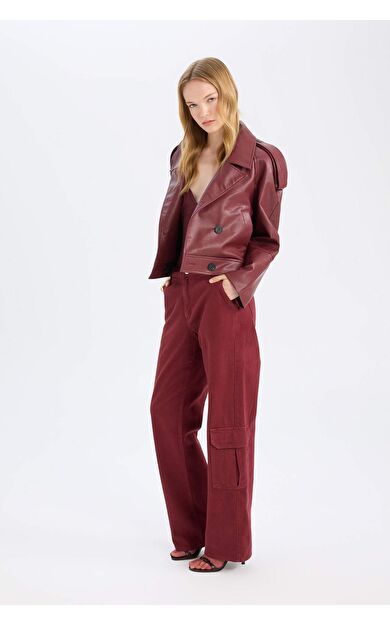 DeFacto Coool Straight Fit Kargo Normal Bel Gabardin Pantolon D3762AX24AUBN371