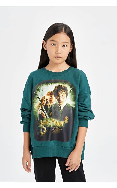 DeFacto Kız Çocuk Harry Potter Oversize Fit Bisiklet Yaka Sweatshirt D3860A824AUGN155