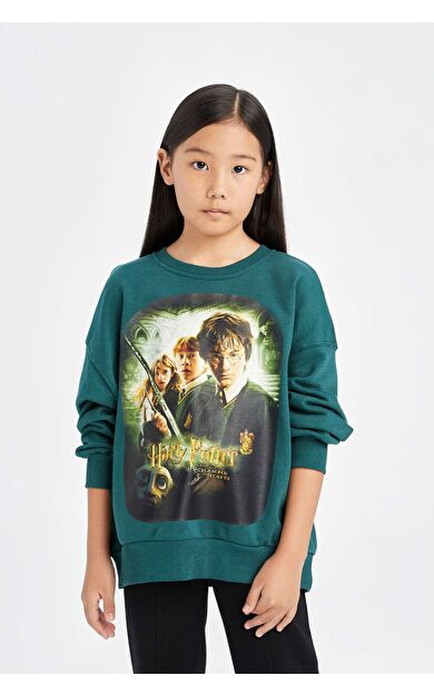 DeFacto Kız Çocuk Harry Potter Oversize Fit Bisiklet Yaka Sweatshirt D3860A824AUGN155
