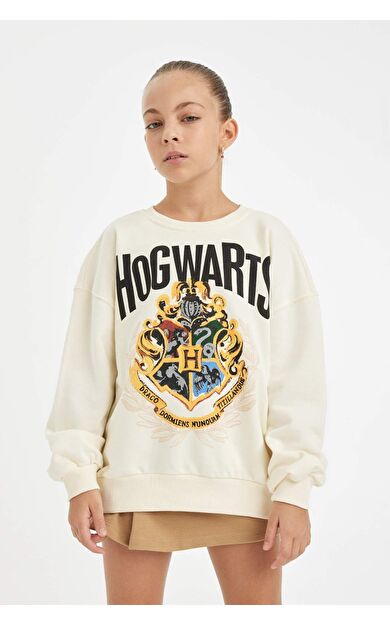 DeFacto Kız Çocuk Harry Potter Oversize Fit Bisiklet Yaka Sweatshirt D3861A824AUER99