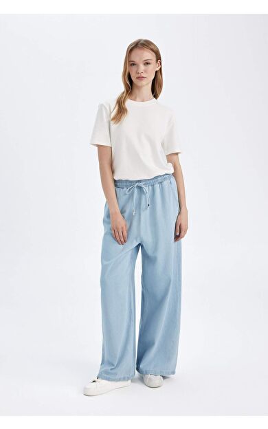 DeFacto Culotte Yüksek Bel Uzun Jean Yıkamalı Pantolon D3897AX24HSNM28