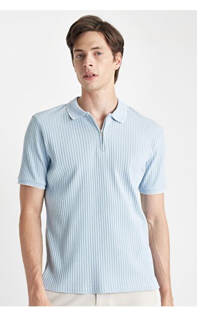 DeFacto DeFactoFit Slim Fit Fermuarlı Kısa Kollu Polo Tişört D3948AX24SMBE366