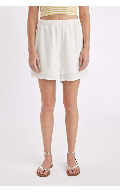 DeFactoFit Regular Fit Normal Bel Kısa Paça Keten Karışımlı Şort D3989AX24HSWT32