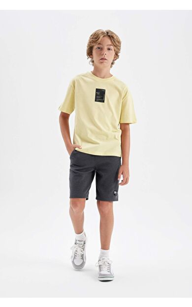 DeFactoFit Erkek Çocuk Dokuma Etiketli Şort
