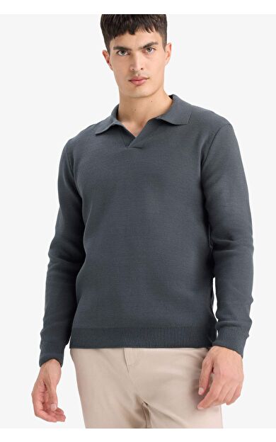 DeFacto Standart Fit Polo Yaka Triko Kazak D4046AX25WNAR4