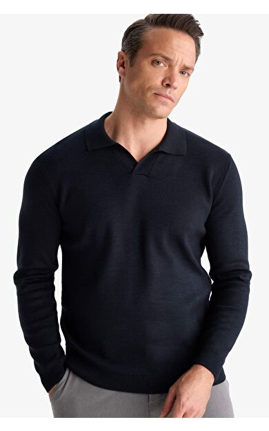 DeFacto Standart Fit Polo Yaka Triko Kazak D4046AX25WNNV64