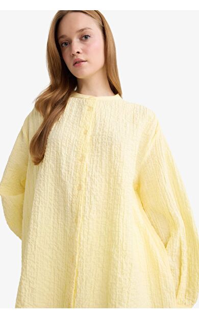 DeFacto Relax Fit Bisiklet Yaka Gofre Dokulu Uzun Kollu Tunik