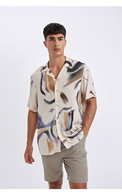 DeFacto DeFactoFit Relax Fit Polo Yaka Kısa Kollu Gömlek D4198AX24SMBG650