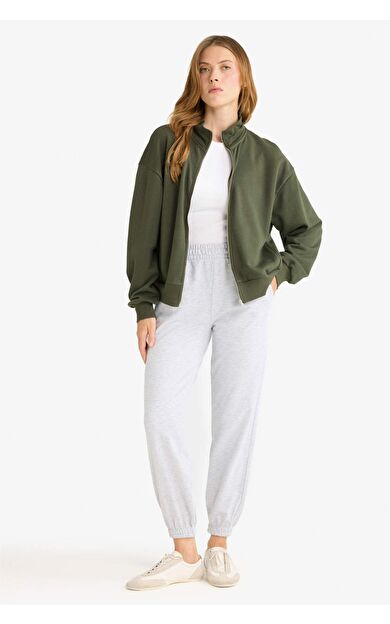 Jogger Fit Basic Düz Cepli Sweatshirt Kumaşı Pantolon