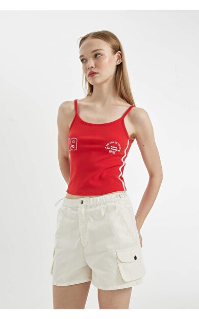 DeFactoFit Coool Fitted Spor Baskılı Ribana Atlet