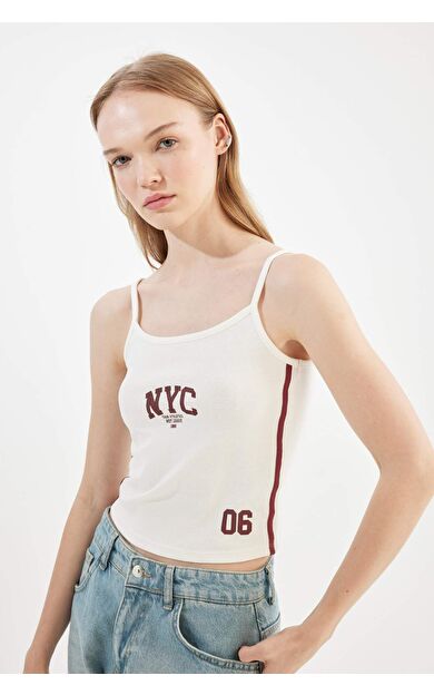 DeFactoFit Coool Fitted Baskılı Ribana Atlet D4250AX24HSWT32