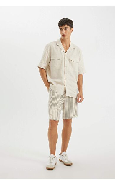 DeFactoFit Keten Karışımlı Bermuda Şort D4260AX24SMBG588