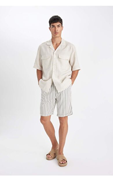 DeFactoFit Keten Karışımlı Bermuda Şort D4261AX24SMBG588