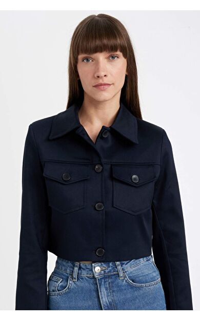 DeFacto Crop Gömlek Yaka Blazer Ceket