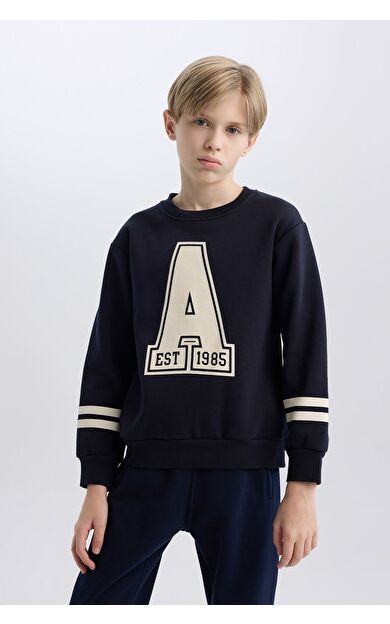 DeFacto Erkek Çocuk Bisiklet Yaka Baskılı Sweatshirt D4342A824WNNV245