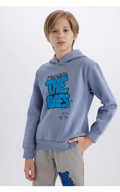 DeFacto Erkek Çocuk Kapüşonlu Baskılı Sweatshirt D4354A8NSBE572
