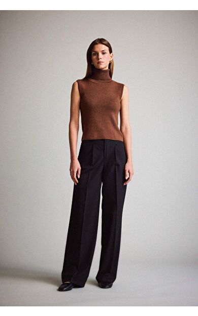 DeFacto Wide Leg Klasik Pantolon Basic Düz Geniş Bol Paça Çift Cepli Yüksek Bel Standart Boy