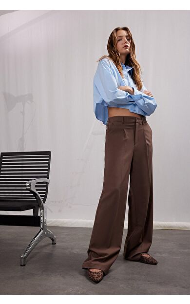 DeFacto Wide Leg Eşofman Altı Geniş Bol Paça Basic Düz Çift Cepli Yüksek Bel Standart Boy