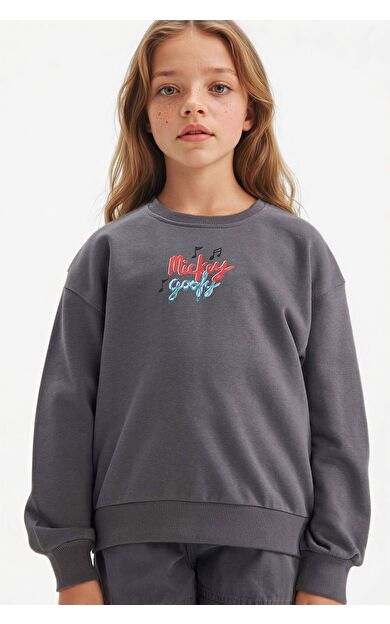 DeFacto Kız Çocuk Disney Mickey Mouse &Friends Oversize Geniş Kalıp Kapüşonlu Sırt Baskılı Sweatshirt