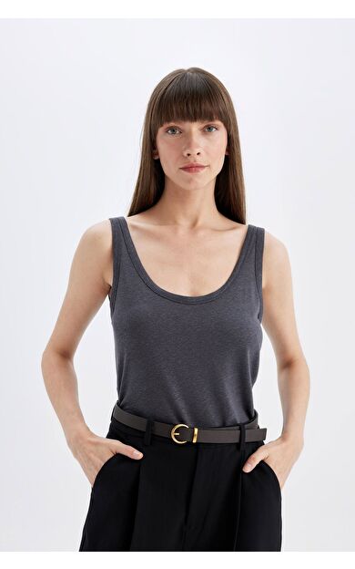 DeFacto DeFactoFit Regular Fit Bisiklet Yaka Keten Karışımlı Atlet D4453AX24HSAR148