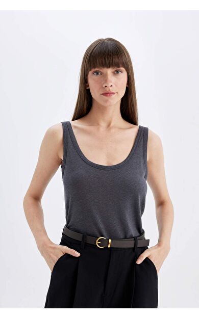 DeFactoFit Regular Fit Bisiklet Yaka Keten Karışımlı Atlet D4453AX24HSAR148