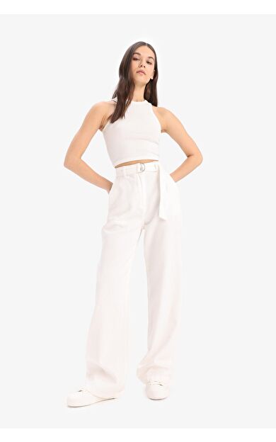 DeFacto Wide Leg Çift Cepli Yüksek Bel Standart Boy Modal Geniş Bol Paça Pantolon D4467AX25SPWT32
