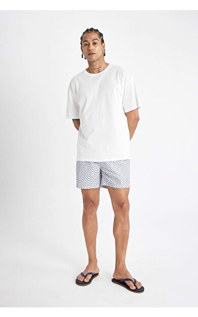 DeFactoFit Desenli File Astarlı Kısa Boy Deniz Şortu D4518AX24HSGR454