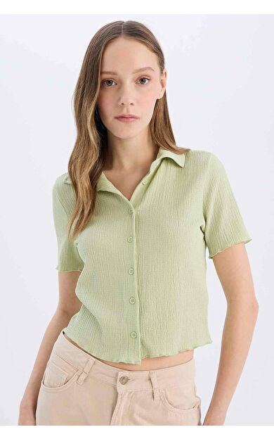 Coool Fitted Bürümcük Kısa Kollu Gömlek D4520AX25SMGN766