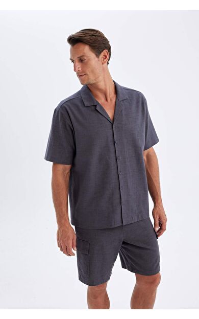 DeFacto Relax Fit Polo Yaka Pamuklu Kısa Kollu Gömlek